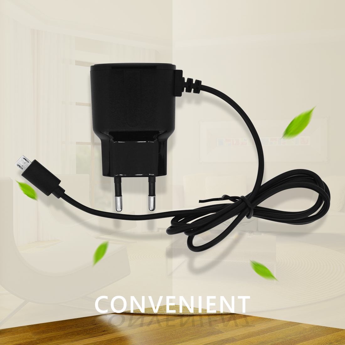 墙充充电器 Micro充电接口 经典黑白两色 简约设计
