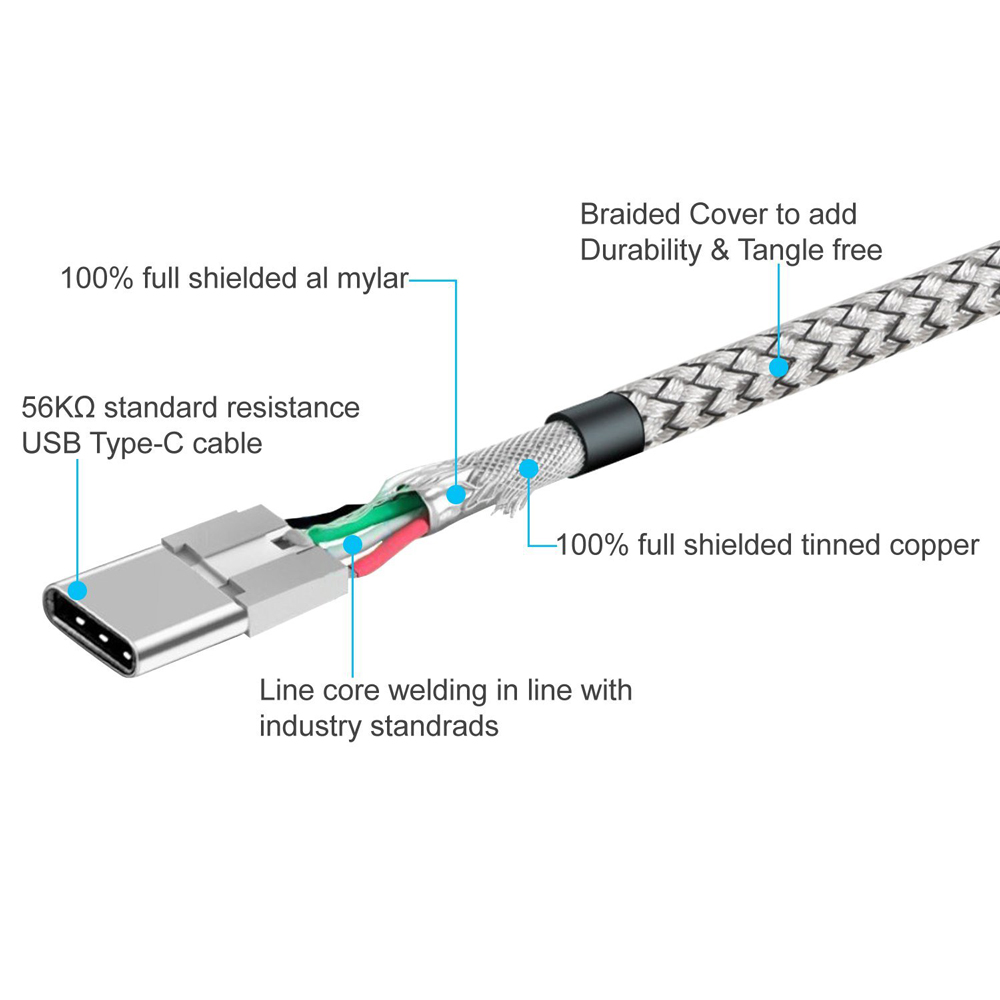 Type-C USB 麻绳编织数据线 精致外形 快速充电