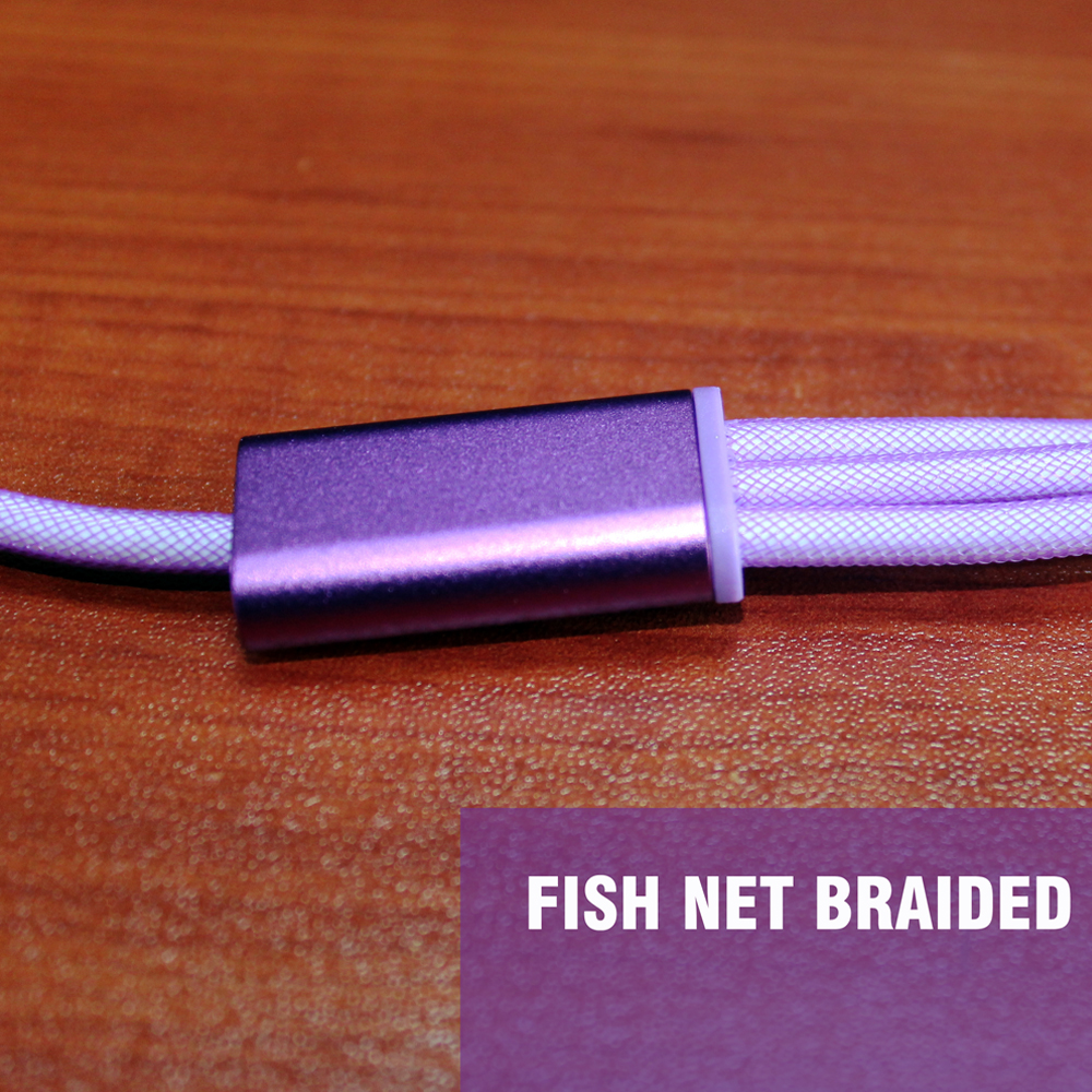 Type-C Micro三合一USB数据线 魅惑紫 多用途 耐用 快速充电